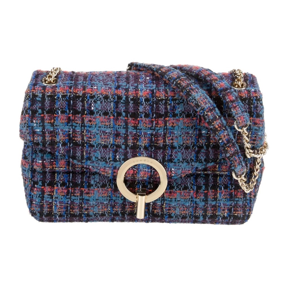 SANDRO YZA Tweed Shoulder Bag in Blue - Picture 5 of 13